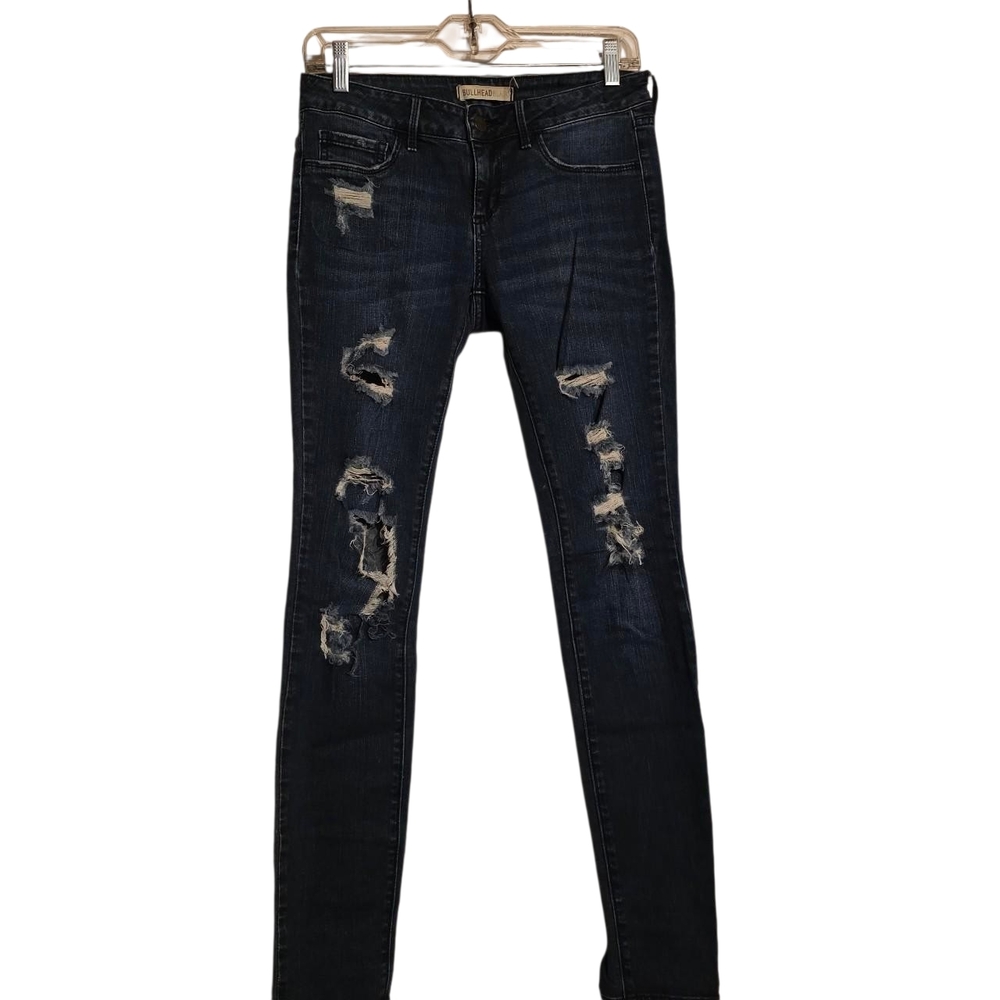 Bullhead Distressed Dark Navy Blue Skinny Jeans